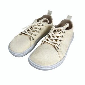 ORIGO Shoes Women US 6 Canvas Lace Up Low Top Sneakers Barefoot Beige